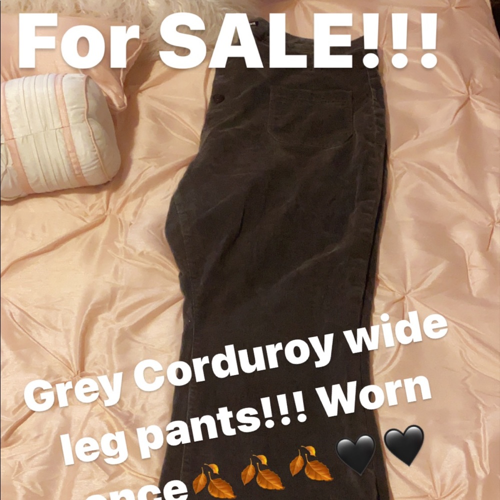 Grey corduroy wide legs pants